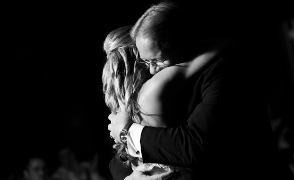 bride and her father embrace - wedding photo by Melissa Jill Photography